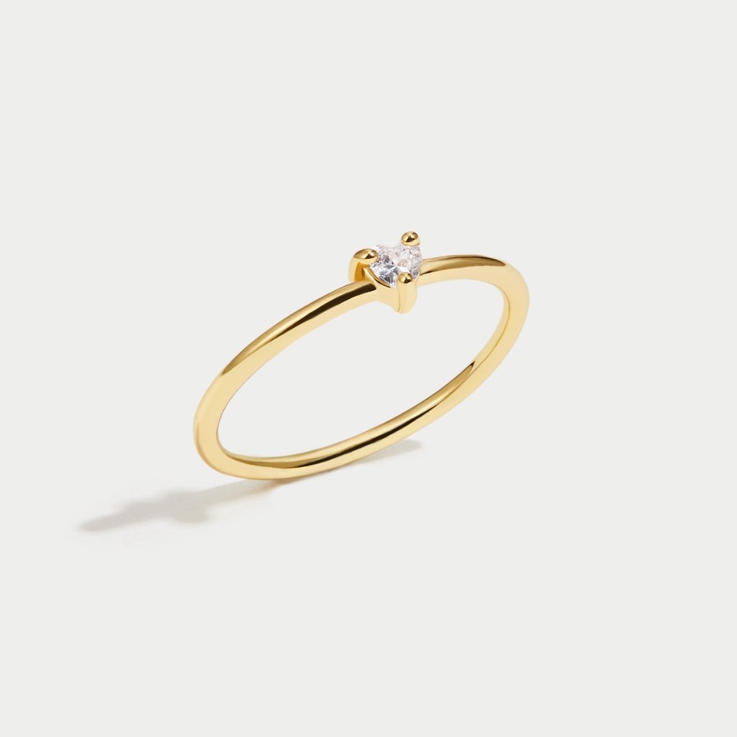 Silver Heart Ring with Crystal Accent - Minimalist Everyday Jewelry for Women 5