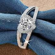 Silver Heart Ring with Dainty Crystal Accents for Women - Perfect Gift for Everyday Elegance 2