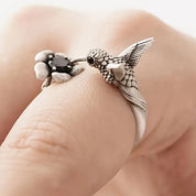 Silver Hummingbird Ring – Adjustable Bird Design for Women 0