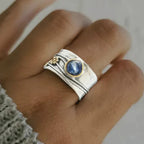 Silver Meditation Ring with Gemstones, Boho Style for Women - Elegant Everyday Jewelry 0