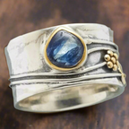 Silver Meditation Ring with Gemstones, Boho Style for Women - Elegant Everyday Jewelry 1