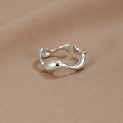 Silver Minimalist Wave Ring for Women 0