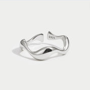 Silver Minimalist Wave Ring for Women 2