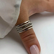 Silver Multi-Layer Ring for Women - Elegant Vintage Style, Perfect Everyday Accessory 2