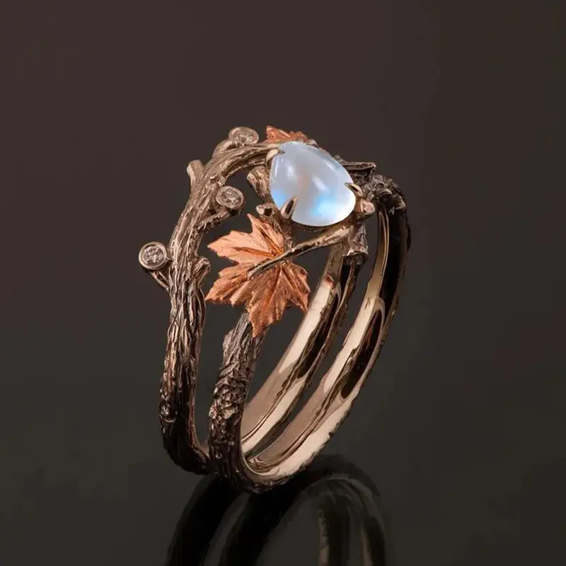 Silver Nature Moonstone Ring for Women 0