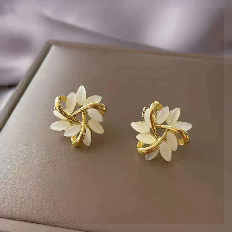 Silver Opal Earrings for Women - Dainty Design 1