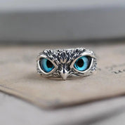 Silver Owl Ring with Opal - Dainty Adjustable Jewelry for Women, Perfect Gift for Her 0