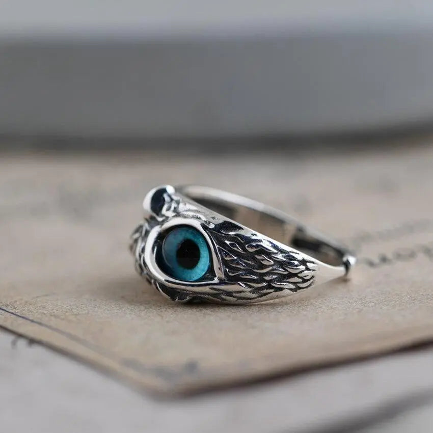 Silver Owl Ring with Opal - Dainty Adjustable Jewelry for Women, Perfect Gift for Her 2