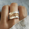 Silver Ring with Golden Threads for Women 0