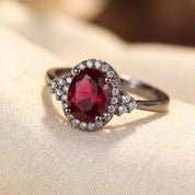 Silver Ruby Halo Ring 0