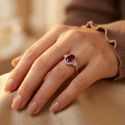 Silver Ruby Halo Ring 1