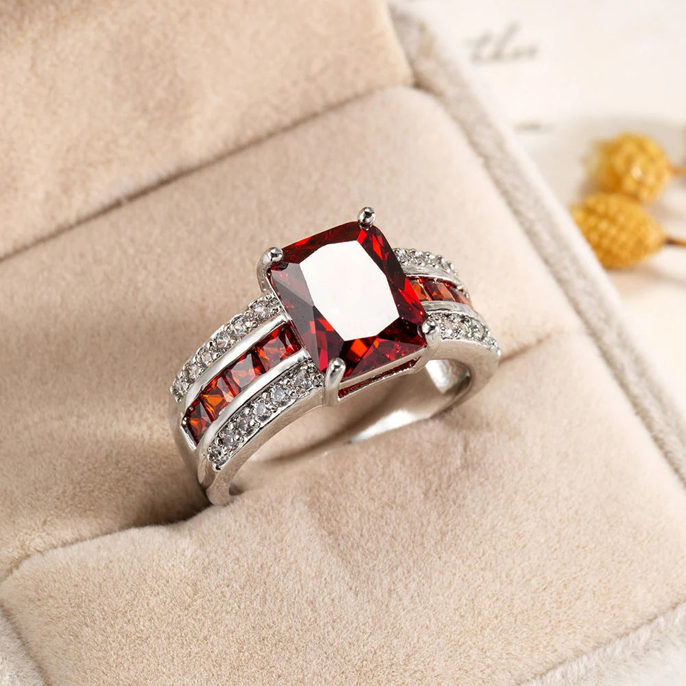 Silver Ruby Split-Shank Ring 0
