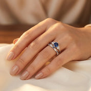 Silver Sapphire Halo Ring 1