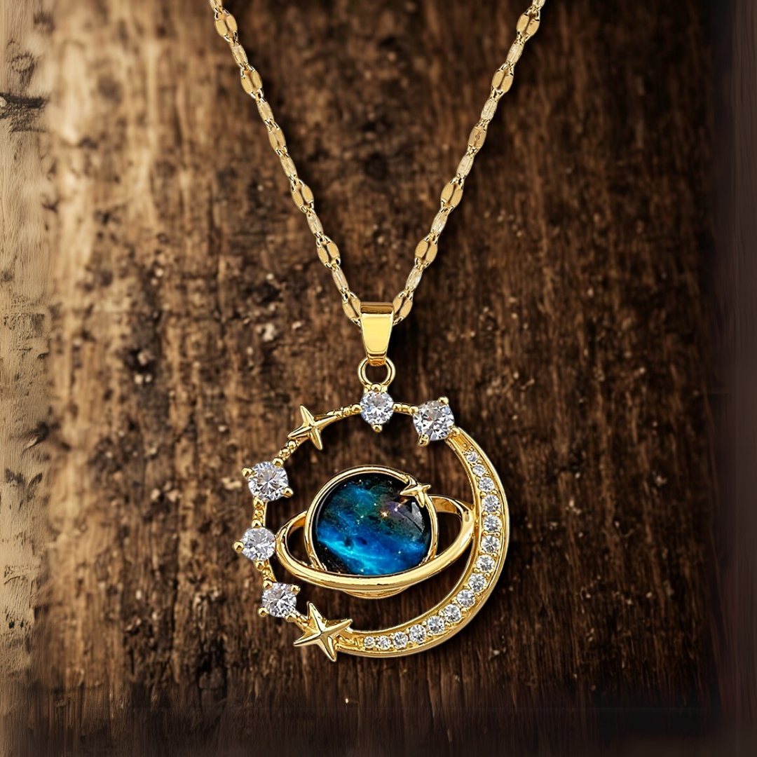 Silver Starry Planet Necklace - Dainty Celestial Charm for Women 0