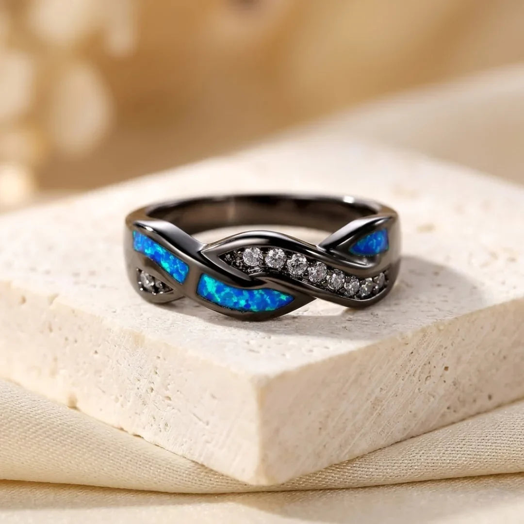 Silver Twisted Inlay Ring 0