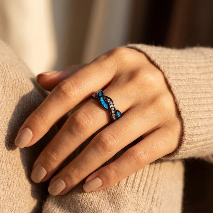 Silver Twisted Inlay Ring 1