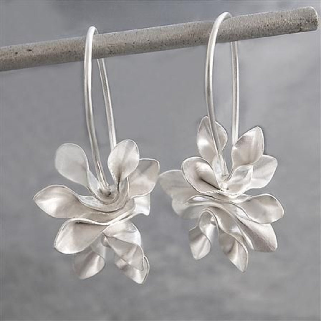 Silver Vintage Blossom Earrings for Women - Elegant Irregular Design for Everyday Wear 0