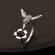 Silver Vintage Hummingbird Ring for Women 0