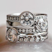 Silver Vintage Layered Ring with Crystal Charm for Women - Elegant Everyday Jewelry 0
