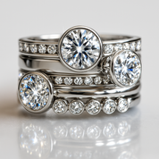 Silver Vintage Layered Ring with Crystal Charm for Women - Elegant Everyday Jewelry 2