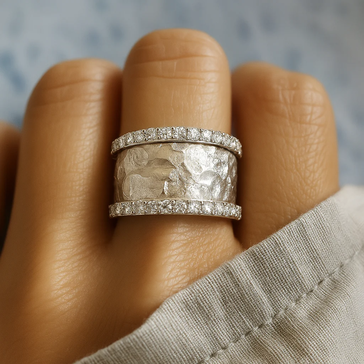 Silver Vintage Ring with Crystal Accents for Women - Elegant Statement Jewelry for Everyday Wear 0