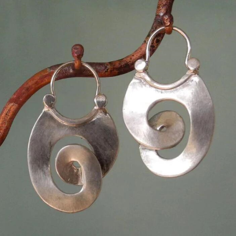 Silver Vintage Spiral Earrings for Women - Elegant Design for Everyday Wear 0