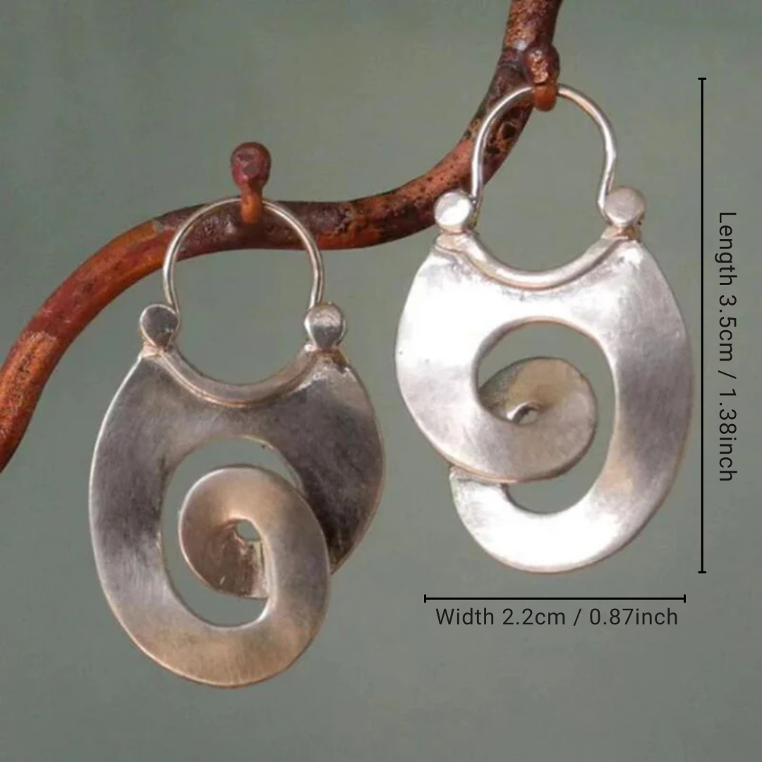 Silver Vintage Spiral Earrings for Women - Elegant Design for Everyday Wear 1