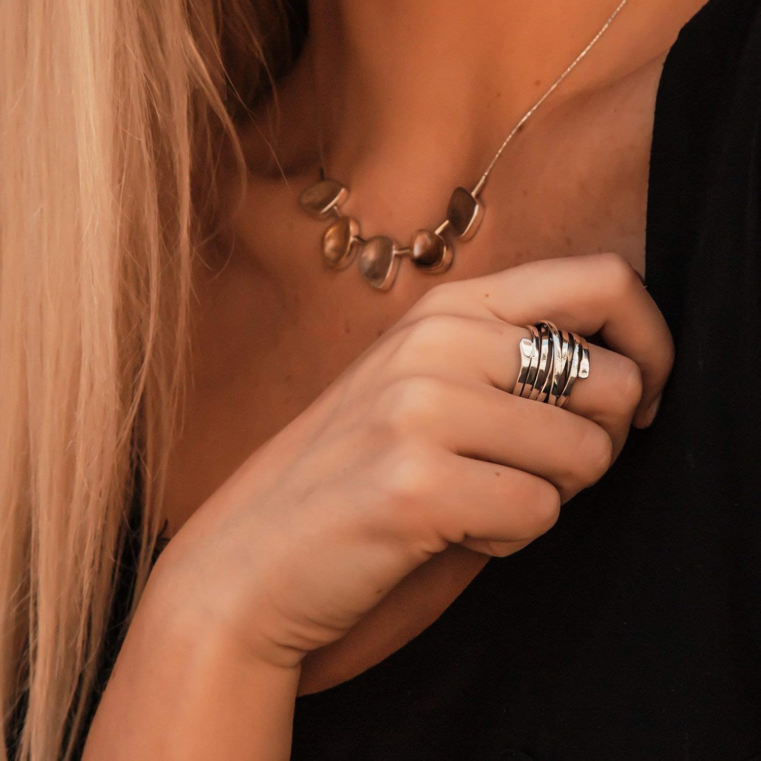 Silver Vintage Thick Layer Ring for Women - Elegant Statement Jewelry for Everyday Wear 1