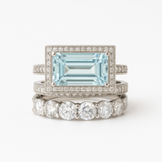Silver Vintage Turquoise Glass Ring Set for Women - Elegant Stackable Design for Everyday Wear 1