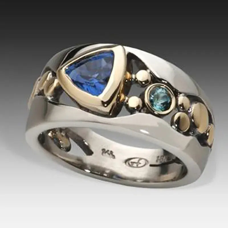 Vintage Blue Crystal Ring for Women 0