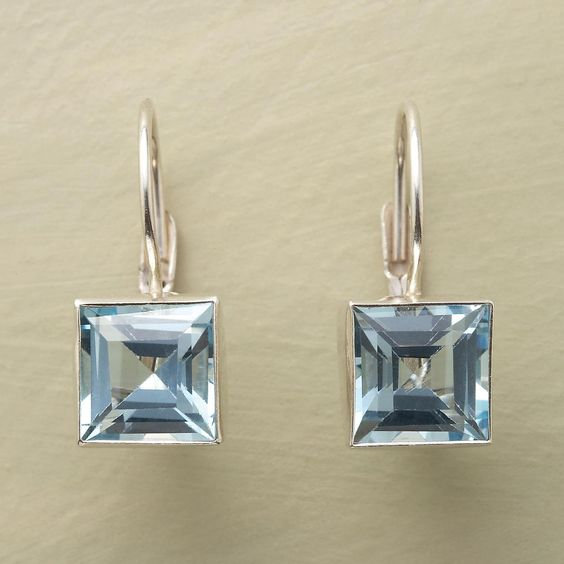 Vintage Blue Glass Earrings for Women 0