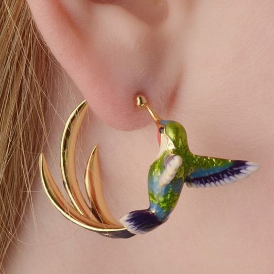 Vintage Gold Hummingbird Hoop Earrings for Women - Elegant & Whimsical Jewelry for Everyday Wear 0