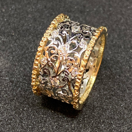 Vintage Gold Ivy Ring with Crystal for Women 1