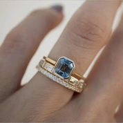 Vintage Gold Ring Set with Blue Accents for Women 0