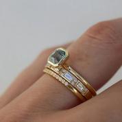 Vintage Gold Ring Set with Blue Accents for Women 1