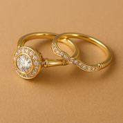 Vintage Gold Ring Set with Crystal for Women 1