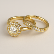 Vintage Gold Ring Set with Crystal for Women 3