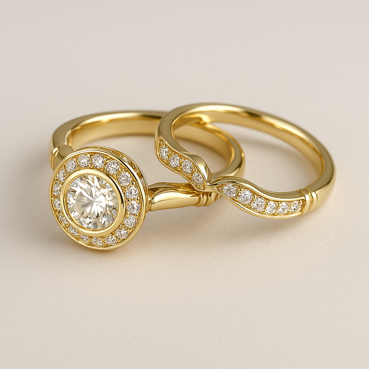 Vintage Gold Ring Set with Crystal for Women 3