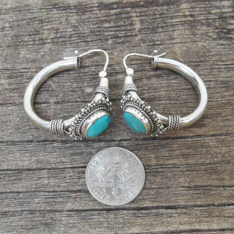 Vintage Gold Turquoise Earrings, Elegant Dainty Style, Perfect for Everyday Wear for Women 2