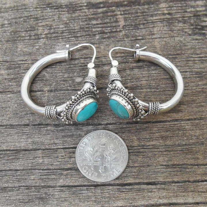 Vintage Gold Turquoise Earrings, Elegant Dainty Style, Perfect for Everyday Wear for Women 2