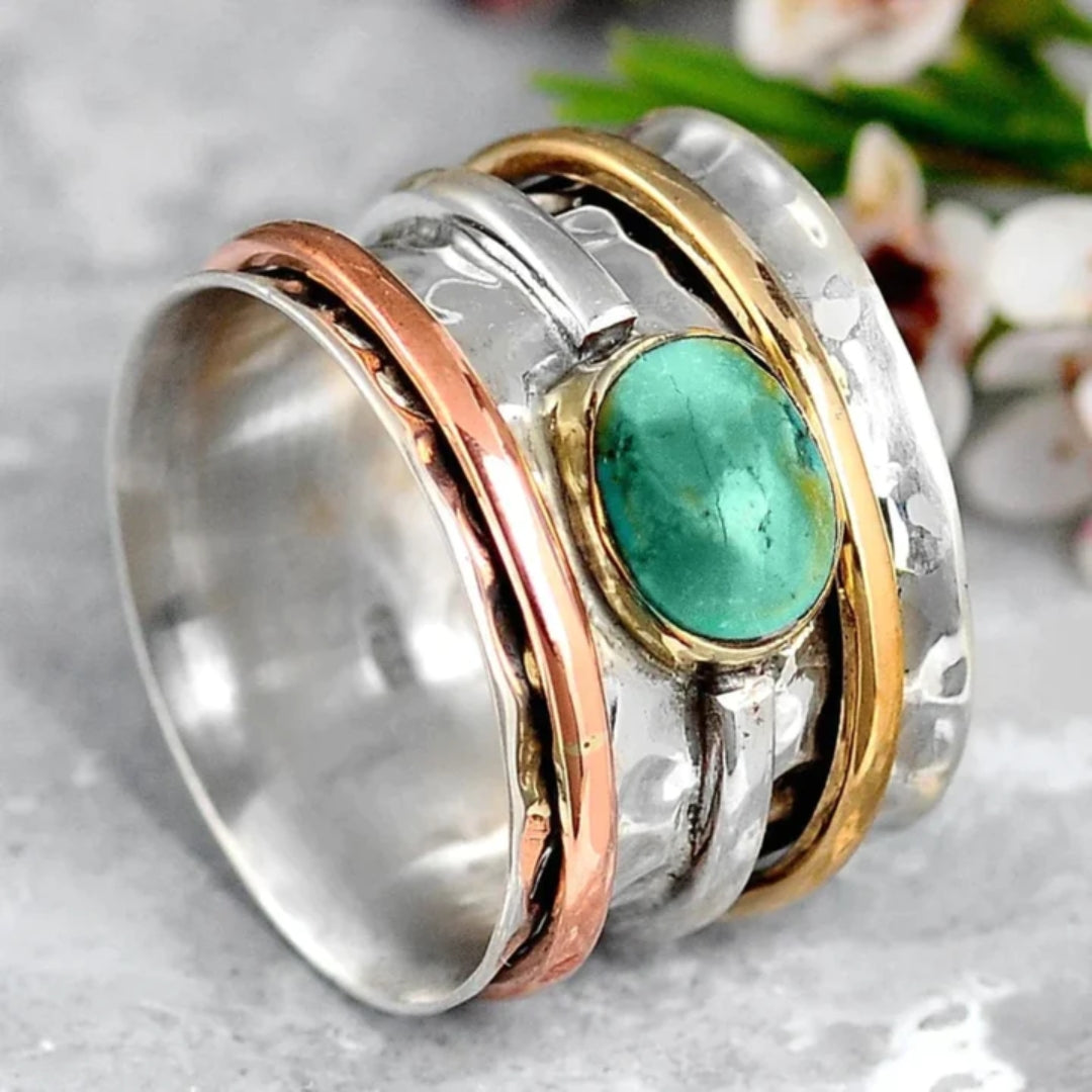 Vintage Gold Turquoise Ring - Dainty Boho Statement Jewelry for Women 0