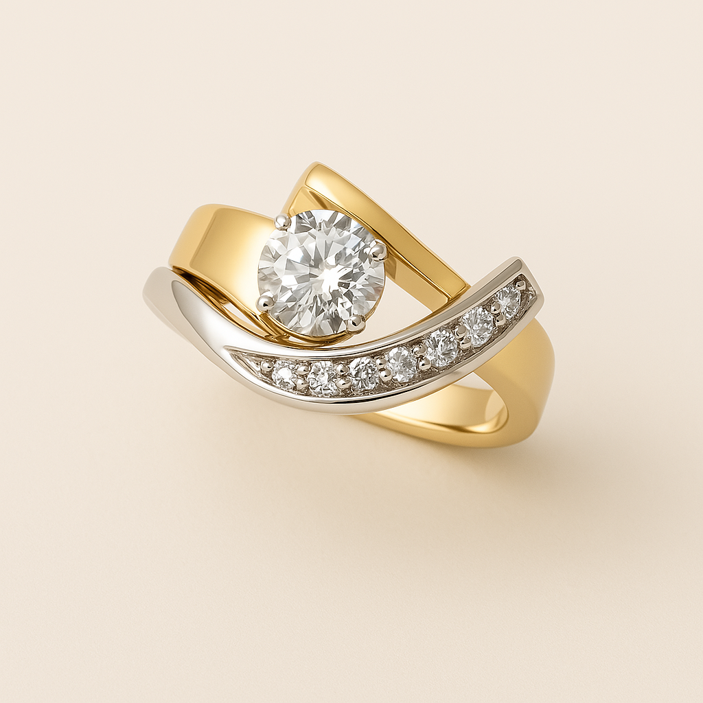 Vintage Gold and Silver Irregular Ring for Women 1
