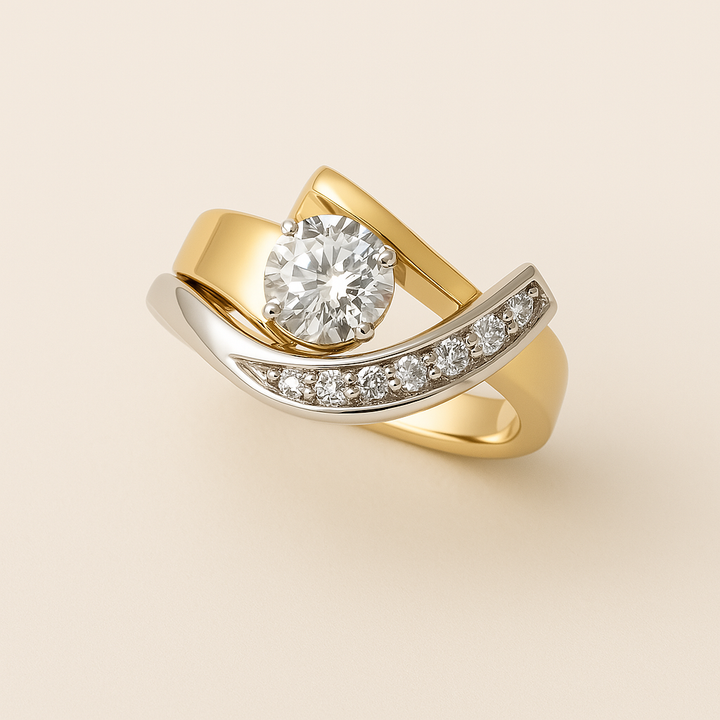 Vintage Gold and Silver Irregular Ring for Women 1