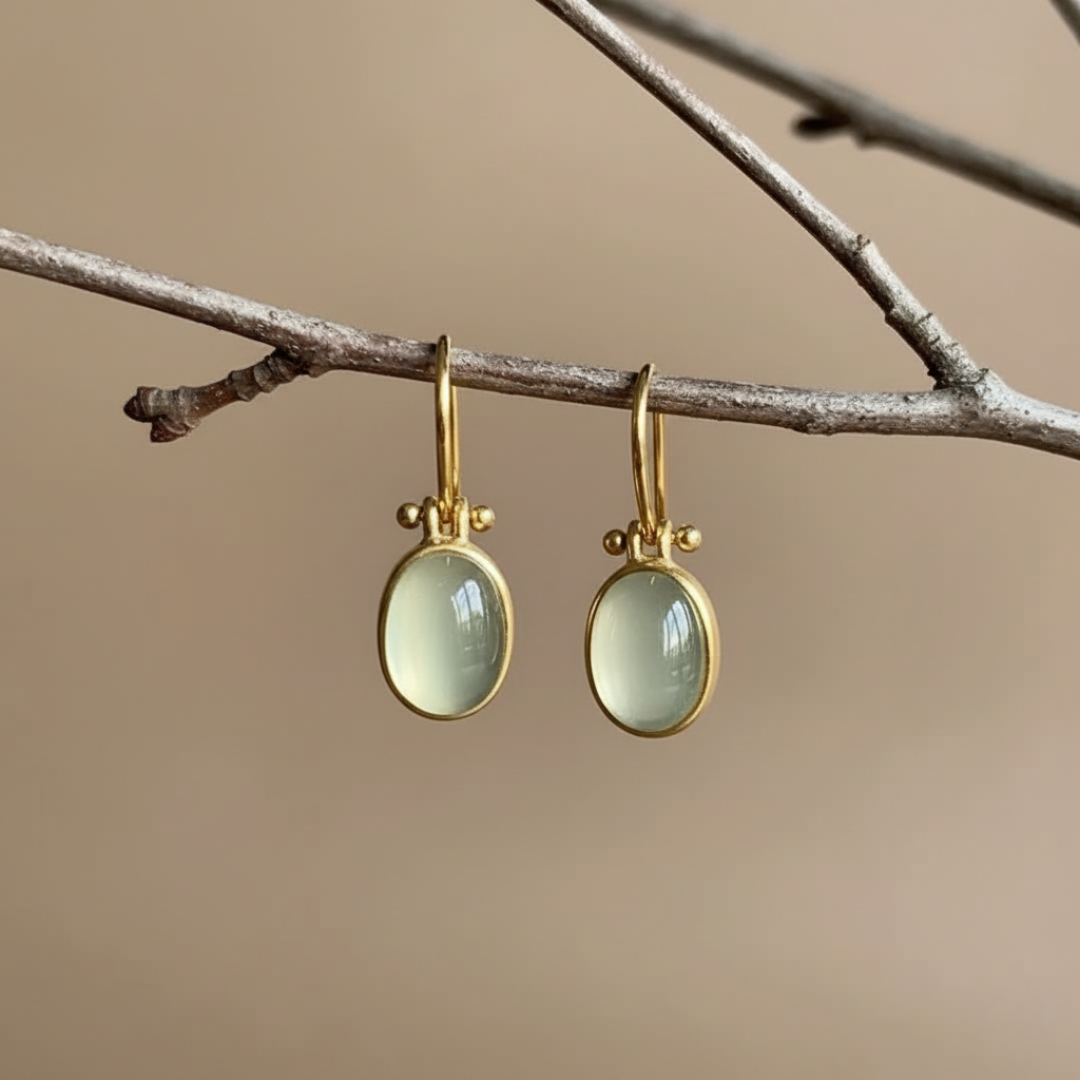 Vintage Green Moonstone Earrings for Women 1