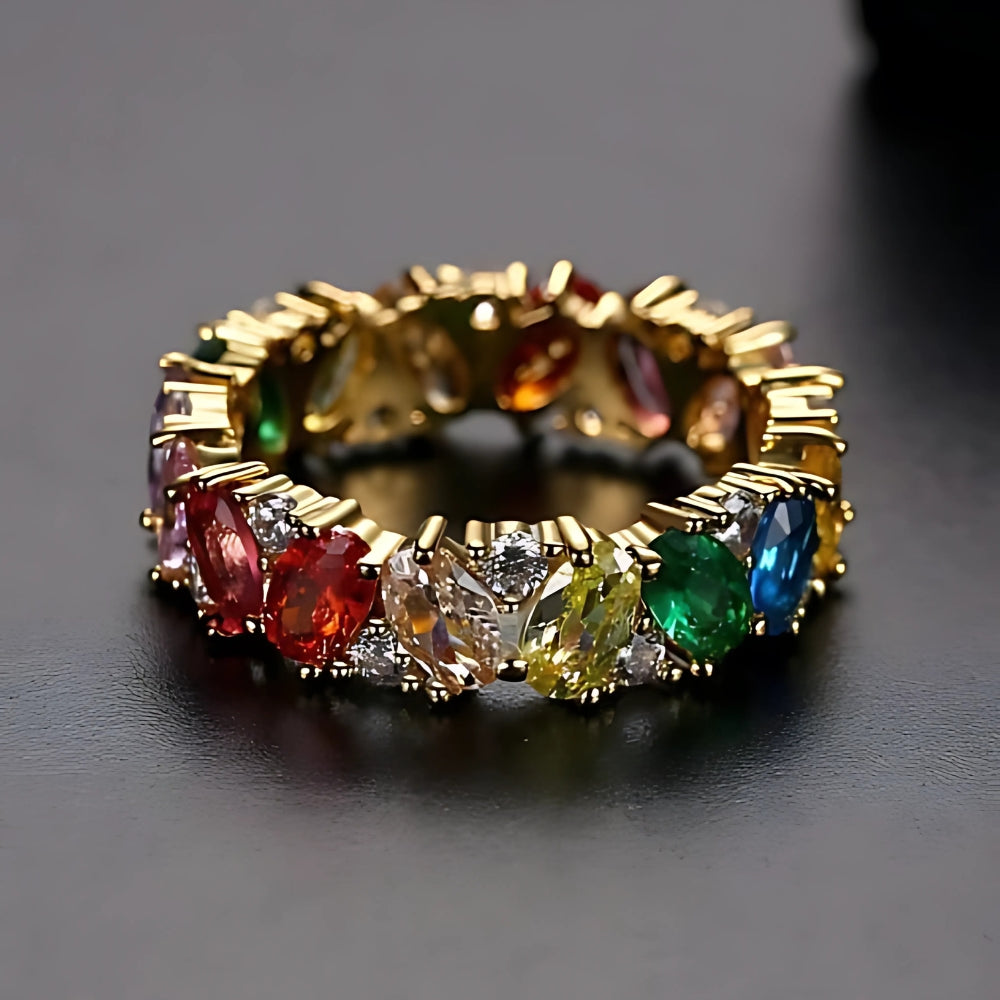 Vintage Multicolor Crystal Ring for Women 2