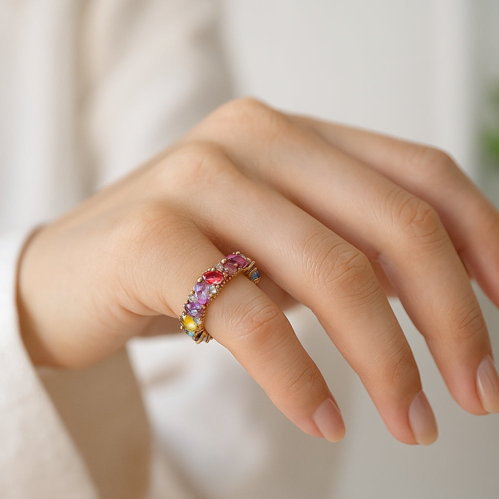 Vintage Multicolor Crystal Ring for Women 3