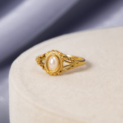 Vintage Pearl Ring for Women - Elegant Gold Design 3
