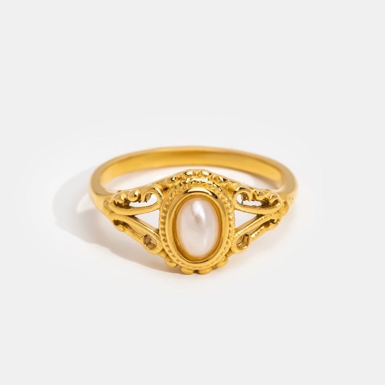 Vintage Pearl Ring for Women - Elegant Gold Design 4