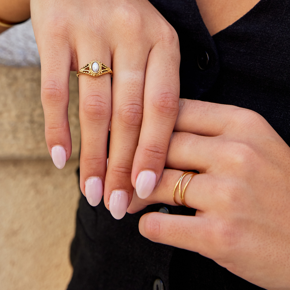 Vintage Pearl Ring for Women - Elegant Gold Design 7
