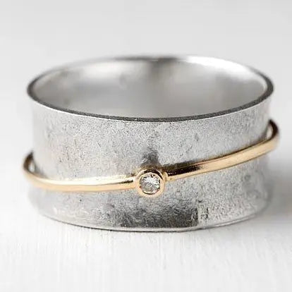 Vintage Silver Ring with Crystal Accents for Women - Elegant Statement Jewelry for Everyday Wear 0